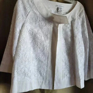 Vintage Alexander Bartlett Linen &Rayon  Jacket overlay Lace Large